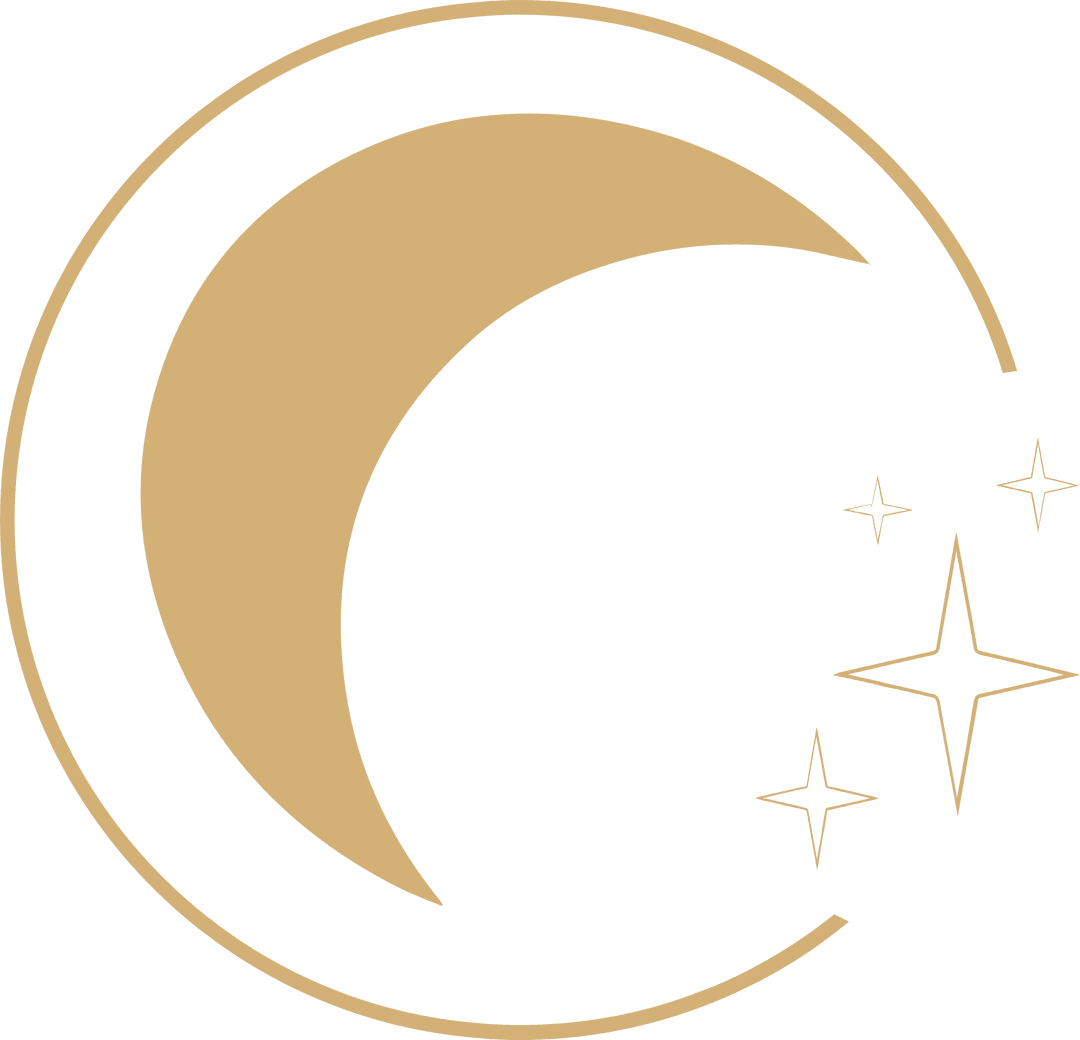 Minimalist Crescent Moon and Stars on Transparent Background
