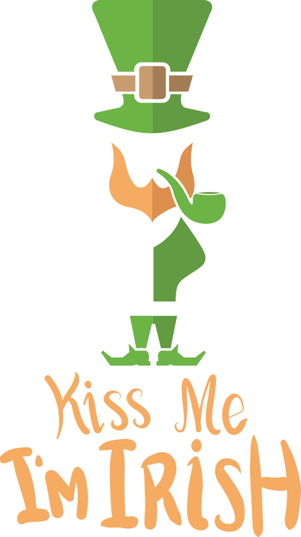 Transparent Leprechaun with Kiss Me I'm Irish Text Illustration