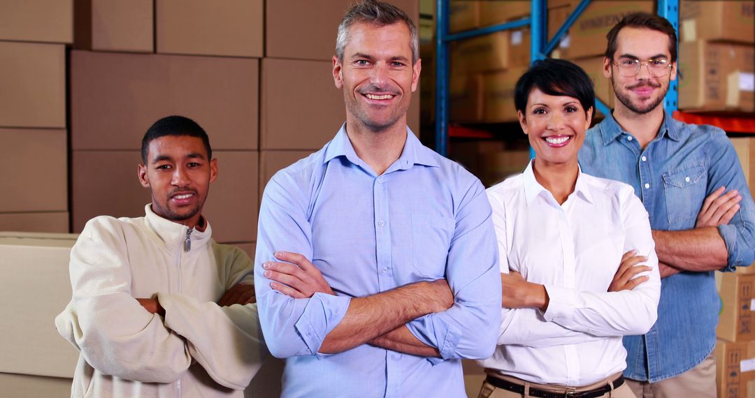 Diverse Warehouse Team Collaborating for Efficient Operations