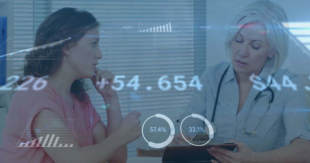 Patient Consultation with Digital Data Display