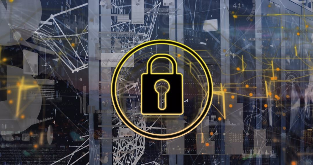 Padlock Illustration Depicting Cybersecurity in Data Center Environment