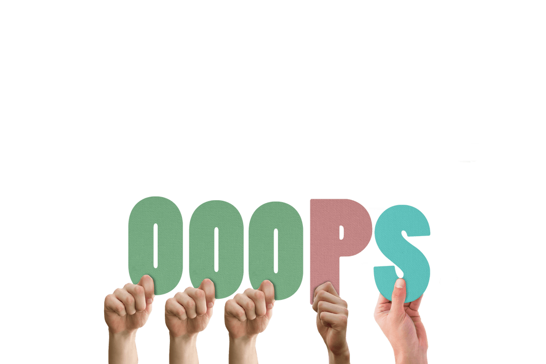 Hands Holding Colorful Letters Spelling Ooops Transparent Background