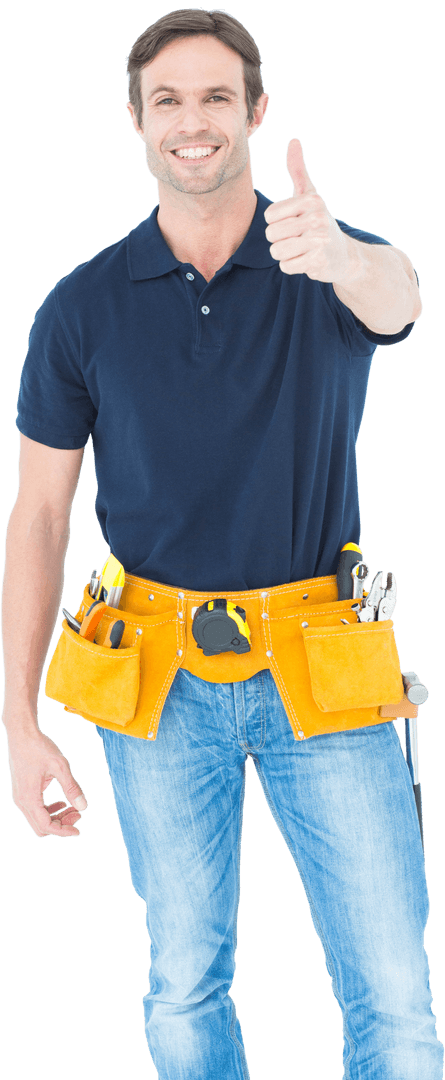 Transparent Smiling Handyman Giving Thumbs Up