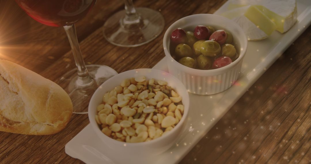 Wine and Snack Set with Sparkling Light Effect
