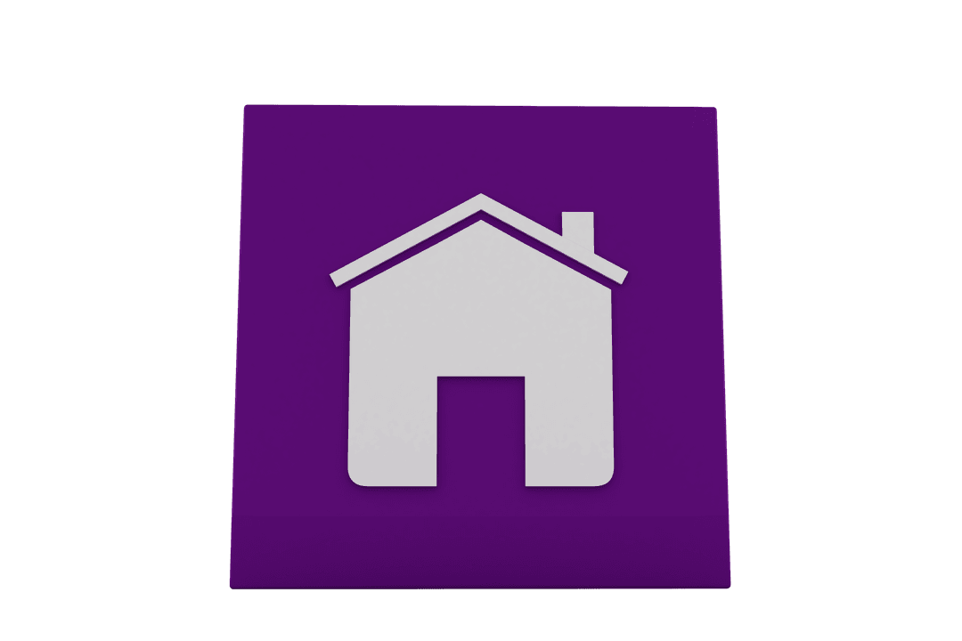 White House Icon on Purple Background with Transparent Effect