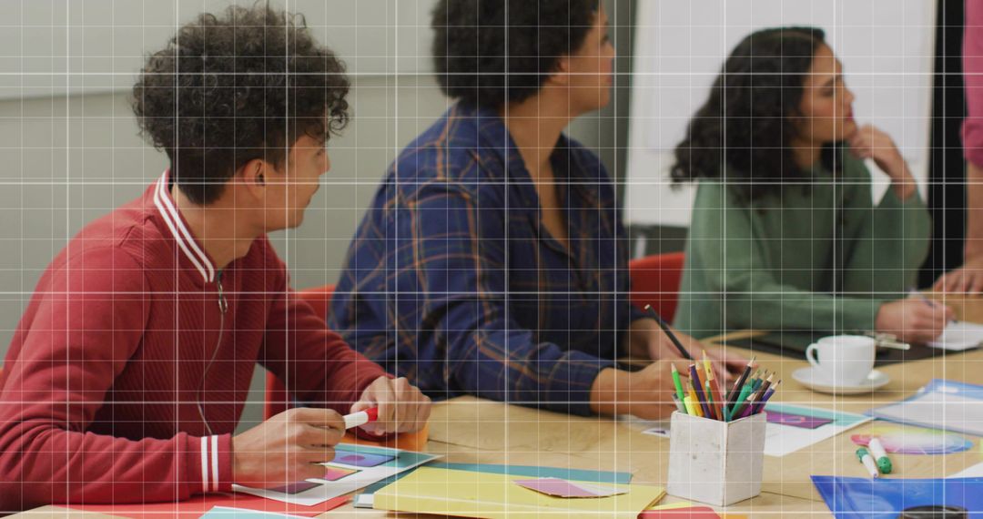 Collaborative Team Brainstorming Around Conference Table