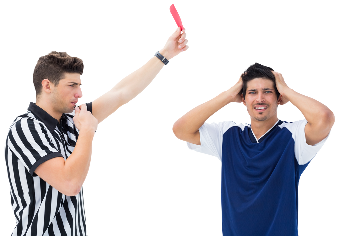 Referee Giving Red Card to Distraught Soccer Player Transparent Background - Download Free Stock Images Pikwizard.com