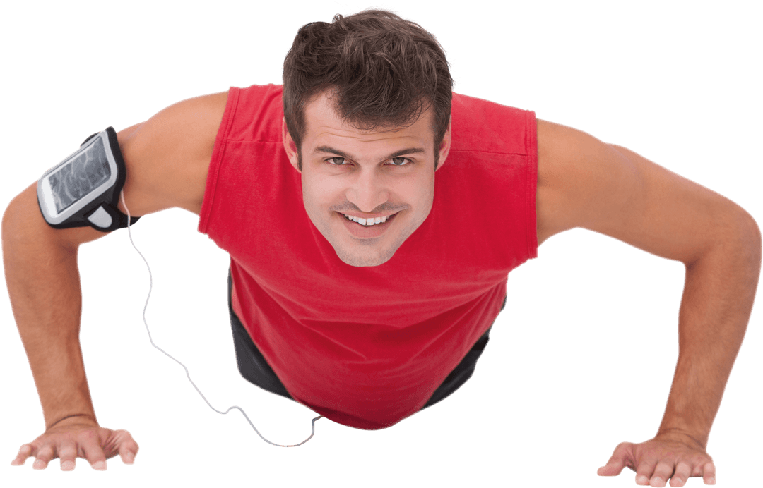 Transparent Fit Man Doing Push-ups in Sportswear