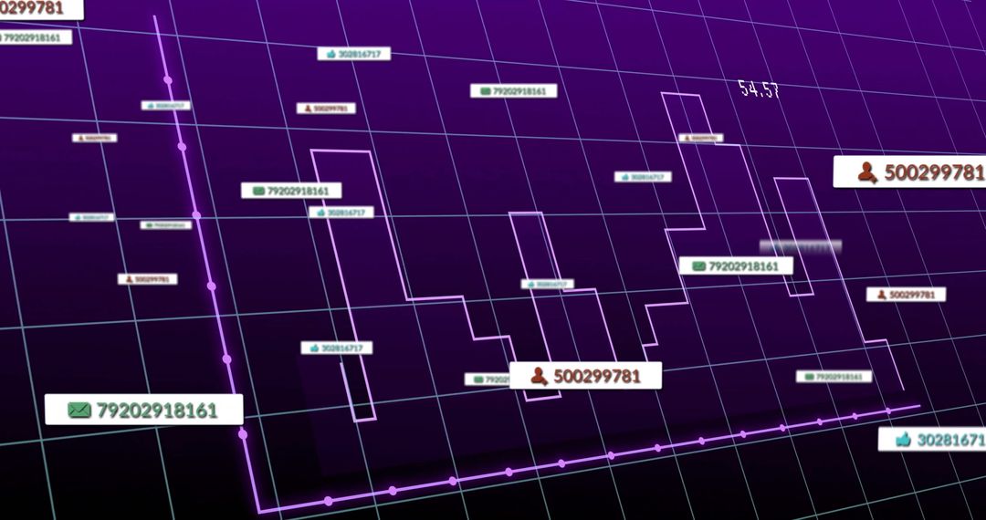 Digital Data Flow Over Grid with Technology Icons