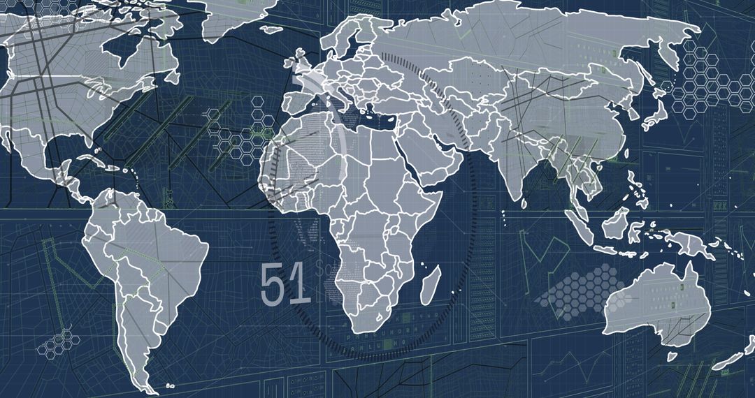 Global Business Data Visualization on World Map Background