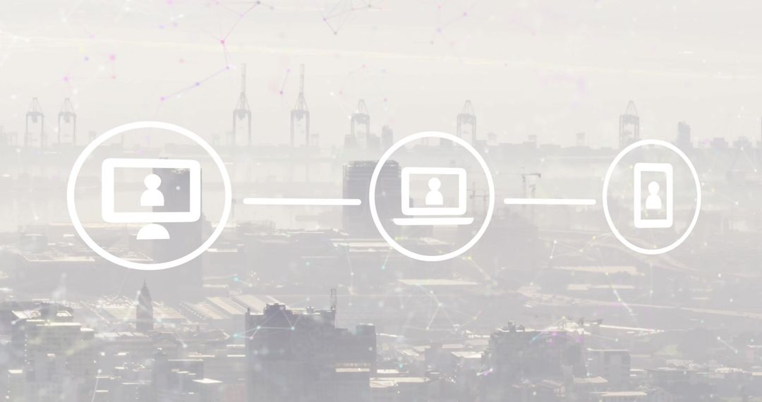 Digital Media Network Interface Over Modern Cityscape