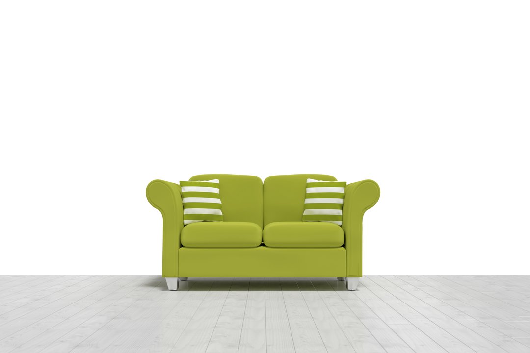 Modern Green Sofa With Striped Cushions in Transparent Background - Download Free Stock Images Pikwizard.com