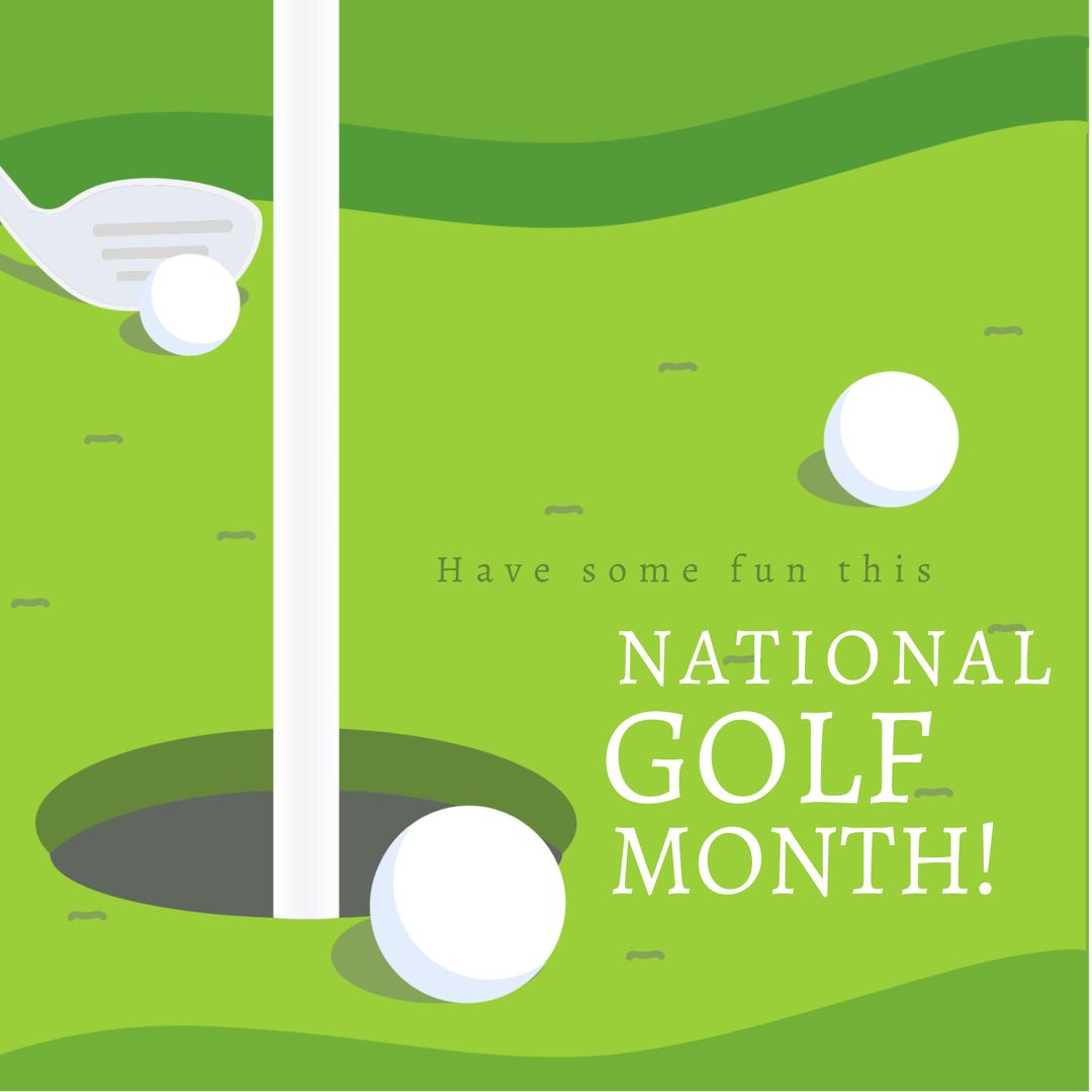 Celebrate National Golf Month Illustration with Golf Elements - Download Free Stock Templates Pikwizard.com