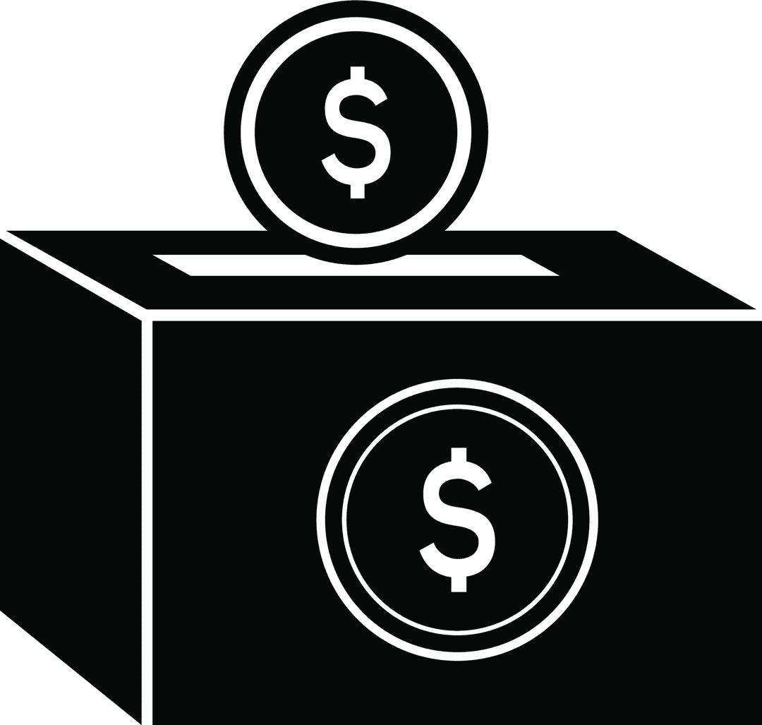 Transparent Coin on Donation Box Vector Illustration