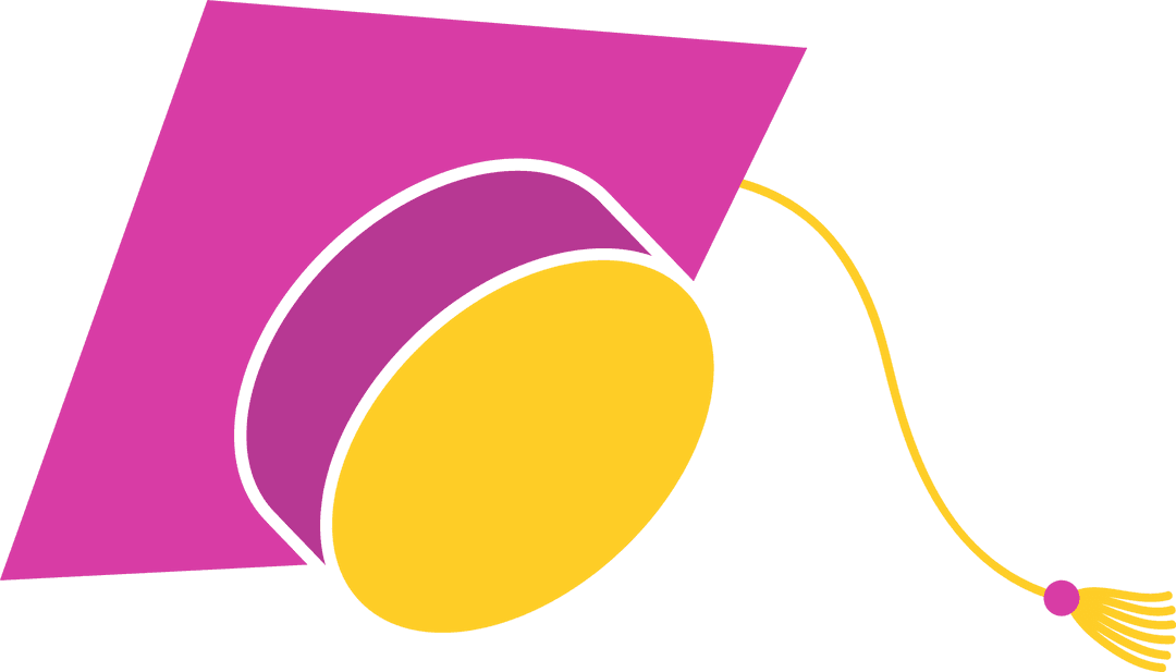 Transparent Flat Mortarboard Cap with Magenta and Yellow Colors