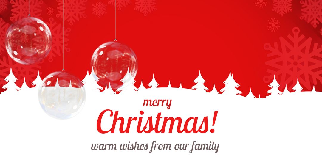Festive Christmas Greeting with Ornaments on Red Background