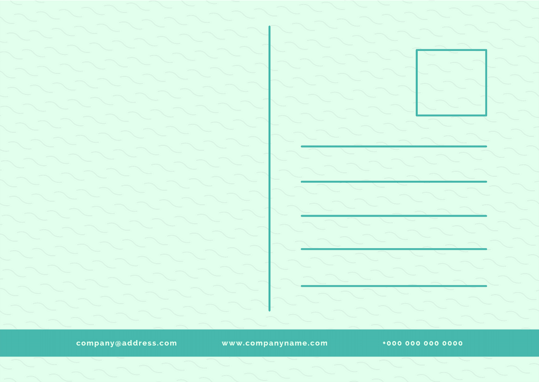 Transparent Digital Postcard Template with Copy Space and Waves