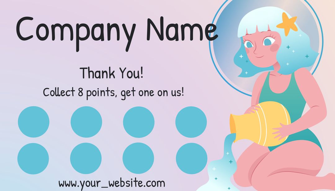 Whimsical Mermaid-Themed Loyalty Card for Customer Rewards - Download Free Stock Templates Pikwizard.com