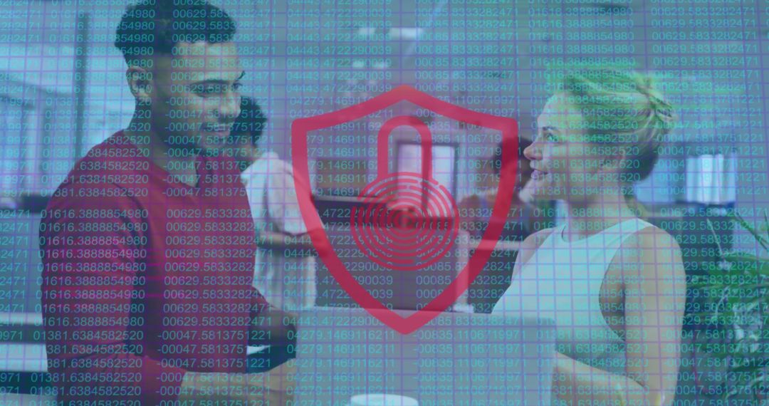 Cyber Security Concept with Business People and Digital Lock