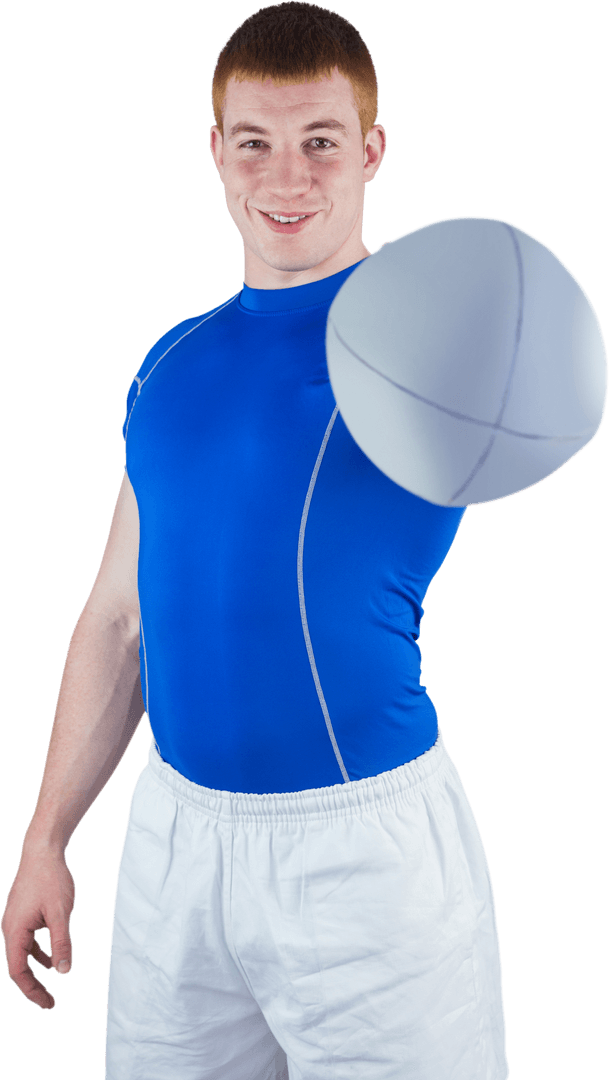 Smiling Rugby Player Holding Rugby Ball Transparent Background