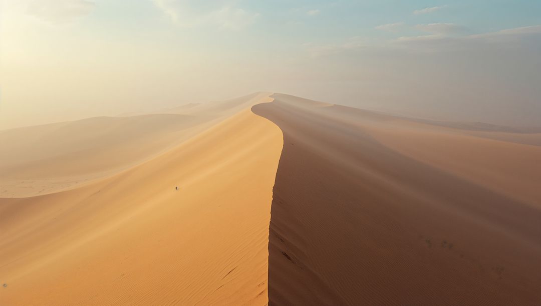 Curved Sand Dune Ridge in Tranquil Desert Landscape