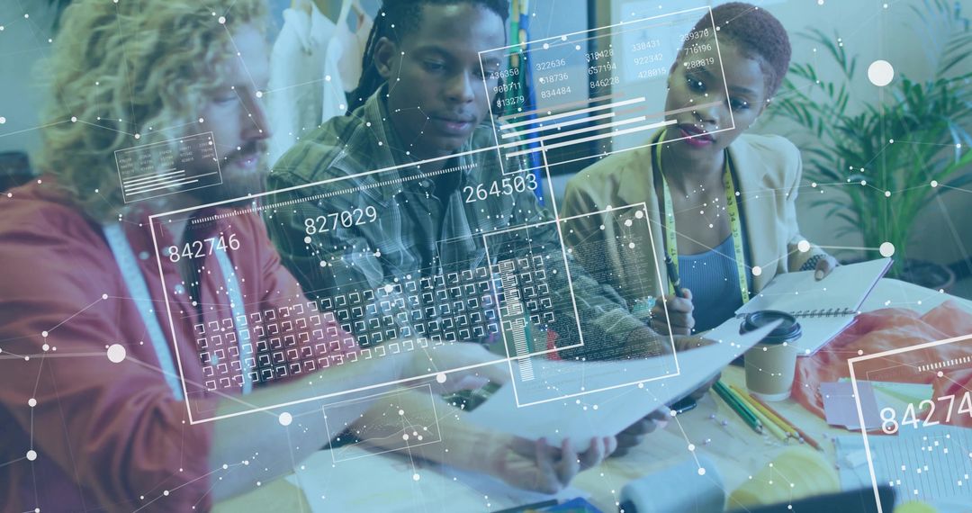 Diverse Team Collaborating on Data Projects in Modern Office