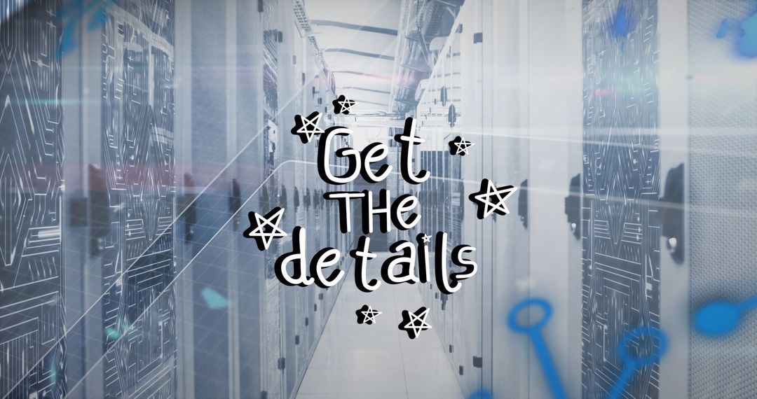 Data Storage Concept Featuring Server Room and Text Overlay