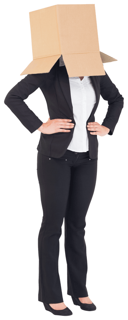 Transparent Box Head Businesswoman Conceptual Portrait