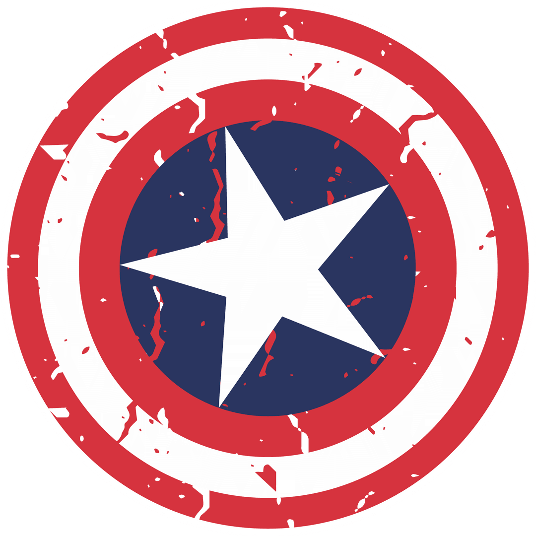 Distressed Vintage Shield with Star and Red-White Rings on a Transparent Background