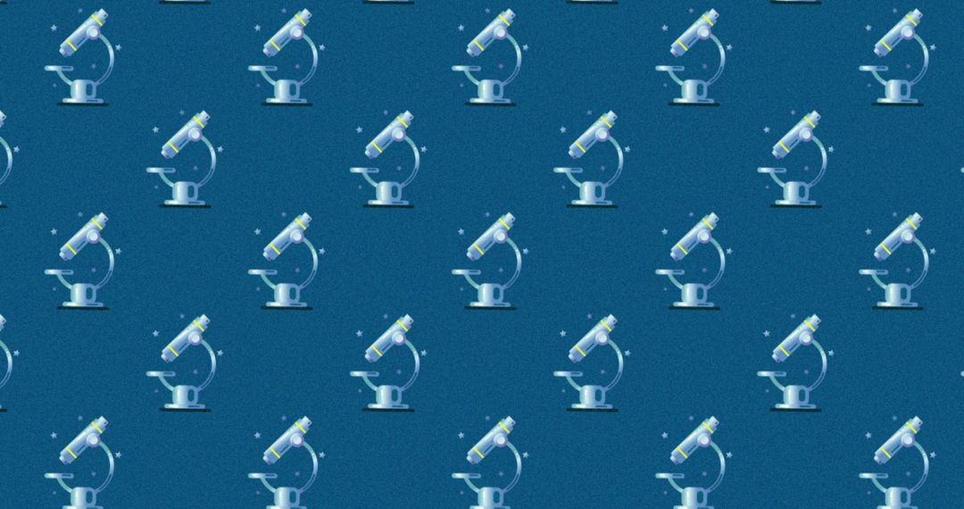 Seamless Microscope Pattern on Blue Background