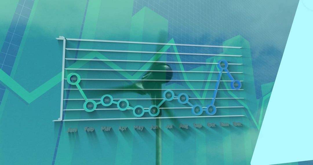 Colorful 3D Graph with Monthly Data Trends in Futuristic Abstract Design