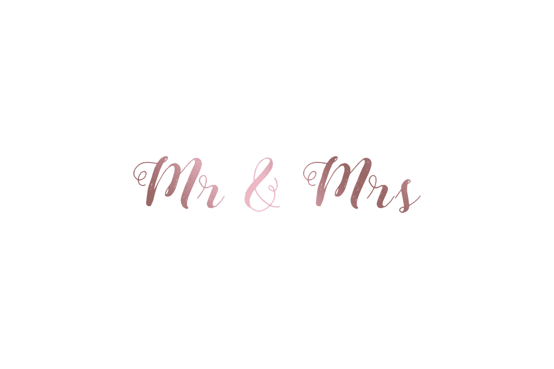 Transparent Mr and Mrs Wedding Typography with Rose Gold Gradient