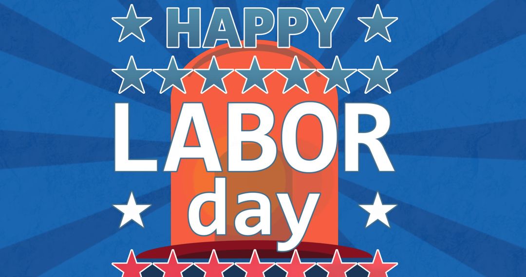 Happy Labor Day Celebration with Colorful Text and Stars
