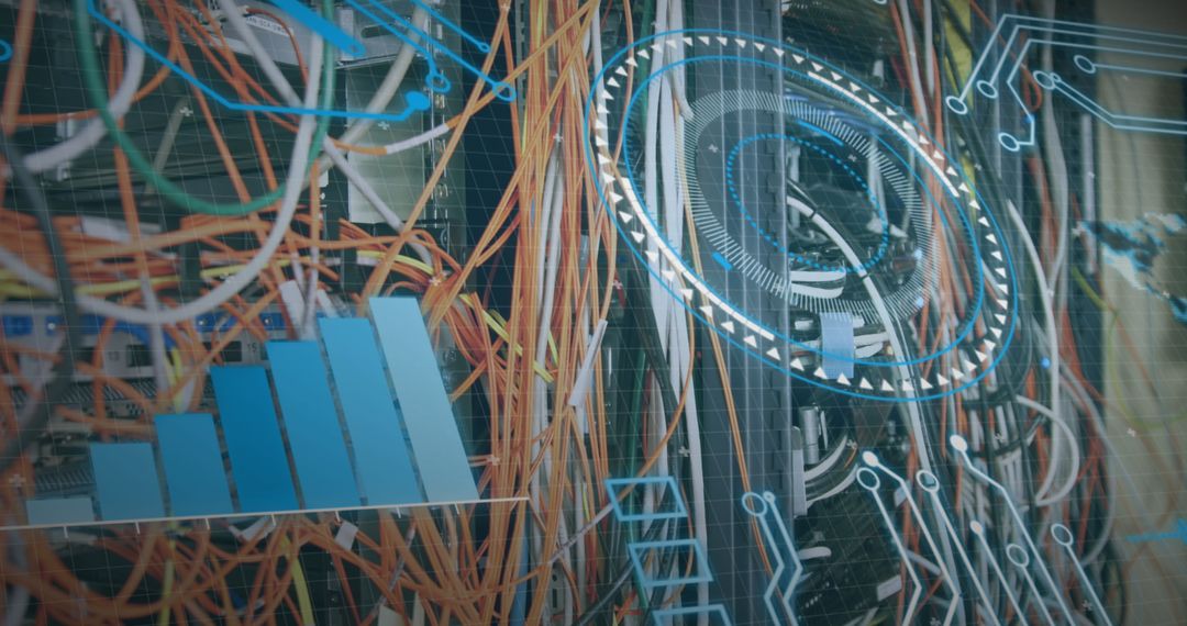 Digital Interface Superimposed on Server Room Technology