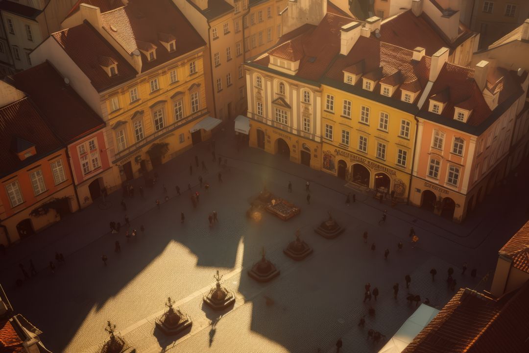 High angle view of square in 18th century city, created using generative ai technology - Free Images, Stock Photos and Pictures on Pikwizard.com