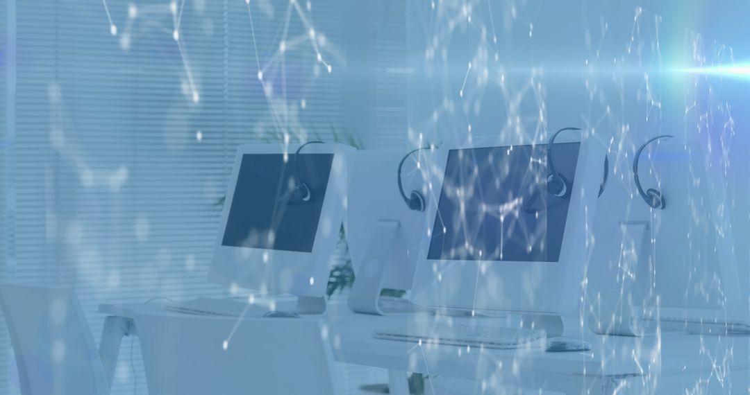 Network Connections Overlaying Modern Office Environment