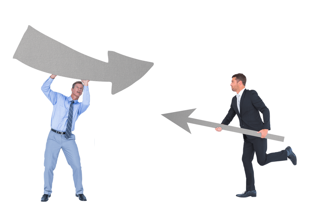 Business Partners Communicating with Arrows on Transparent Background