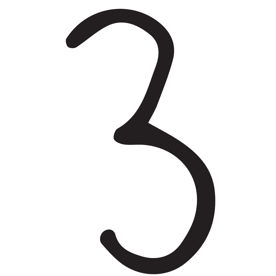 Elegant Number 3 with Transparent Background for Versatile Use