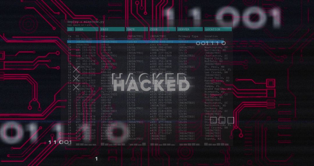 Cybersecurity Breach Concept with Hacked Data and Digital Circuits