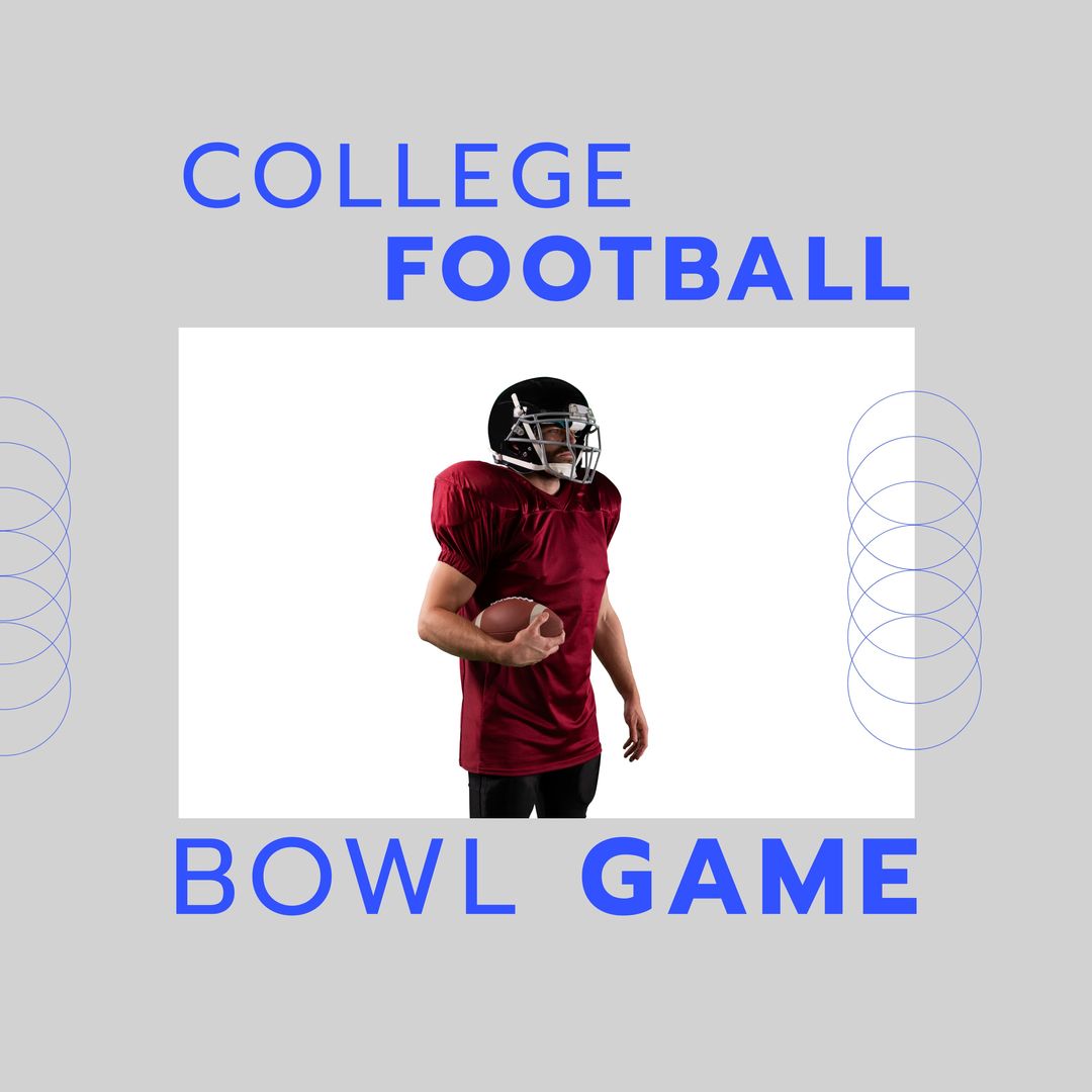 College Football Bowl Game Announcement with Biracial Male Player - Download Free Stock Templates Pikwizard.com