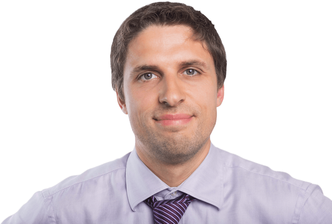 Confident Businessman with Elegant Purple Tie Transparent Background