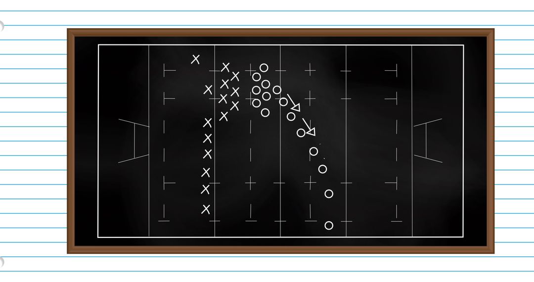 Chalkboard Football Strategy Play on Lined Paper Background - Free Images, Stock Photos and Pictures on Pikwizard.com