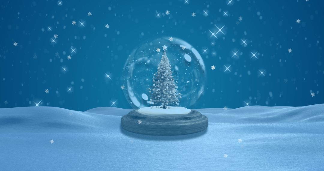 Whimsical Snow Globe with Christmas Tree and Falling Snowflakes - Free Images, Stock Photos and Pictures on Pikwizard.com