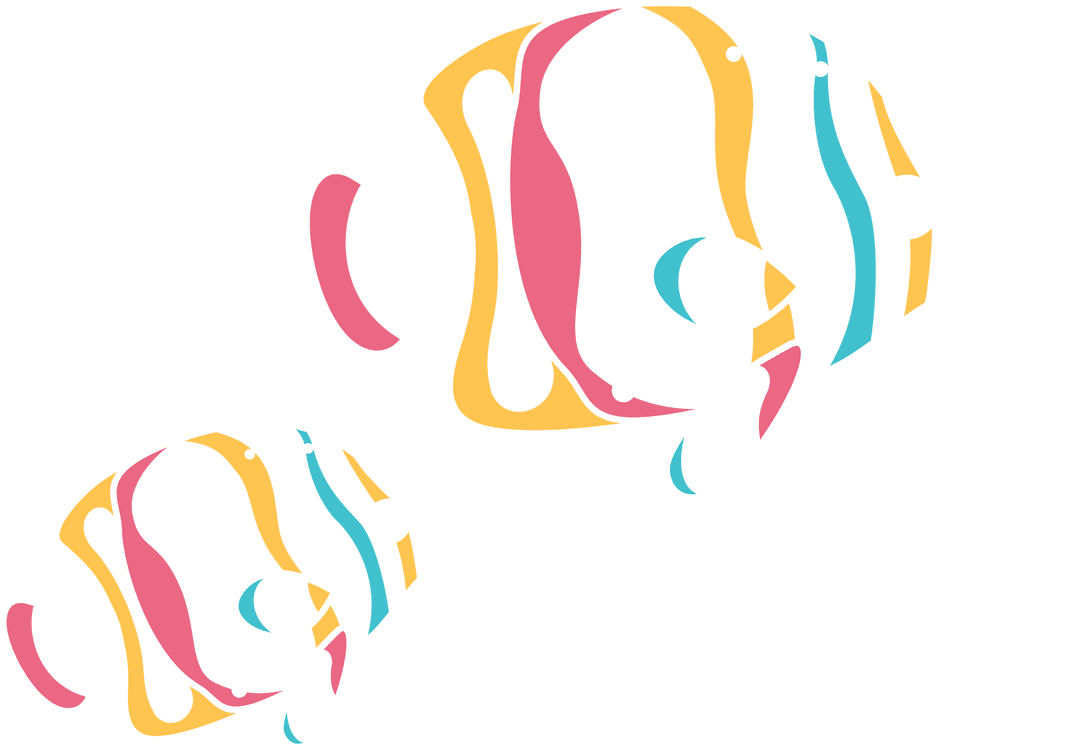 Transparent Vector Illustration of Colorful Striped Tropical Fish Pair