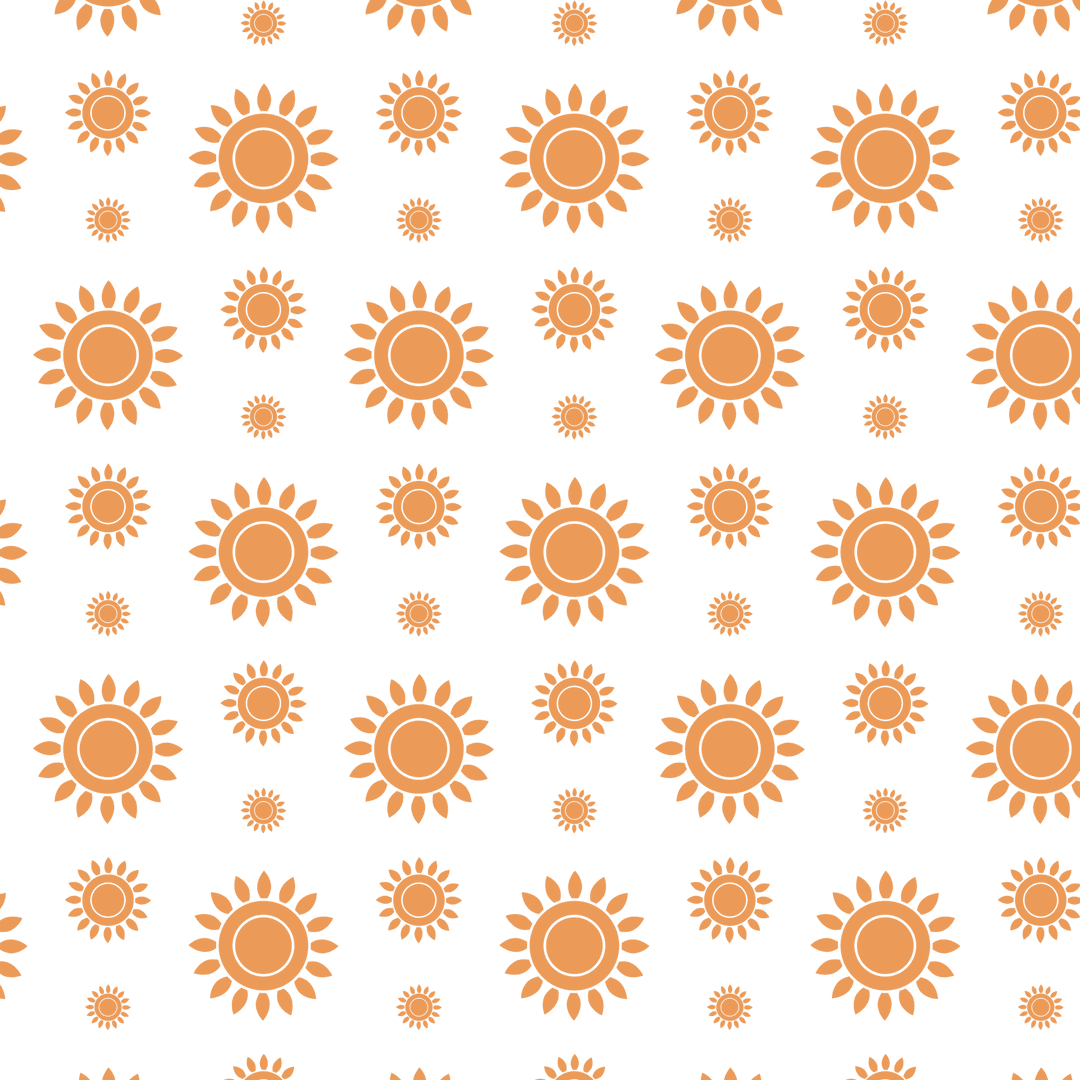 Seamless Transparent Pattern with Orange Sun Shapes