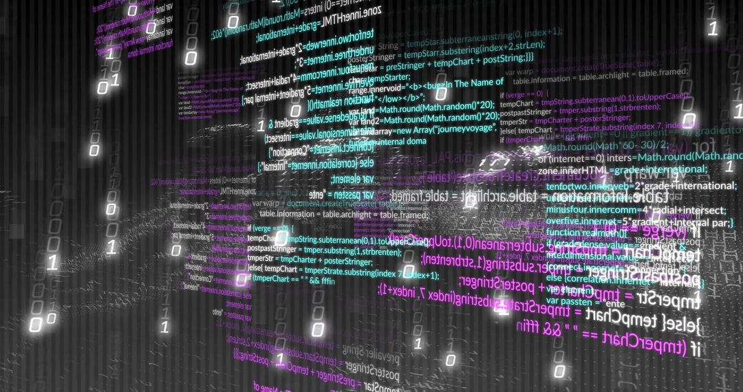 Glowing Code Floating in Cyberspace with Binary Overlay