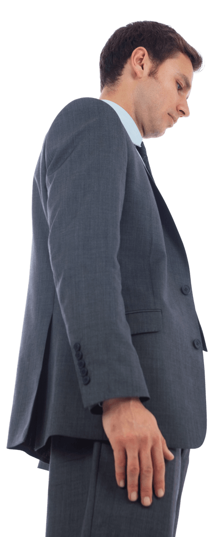 Focused Caucasian Businessman on Transparent Background