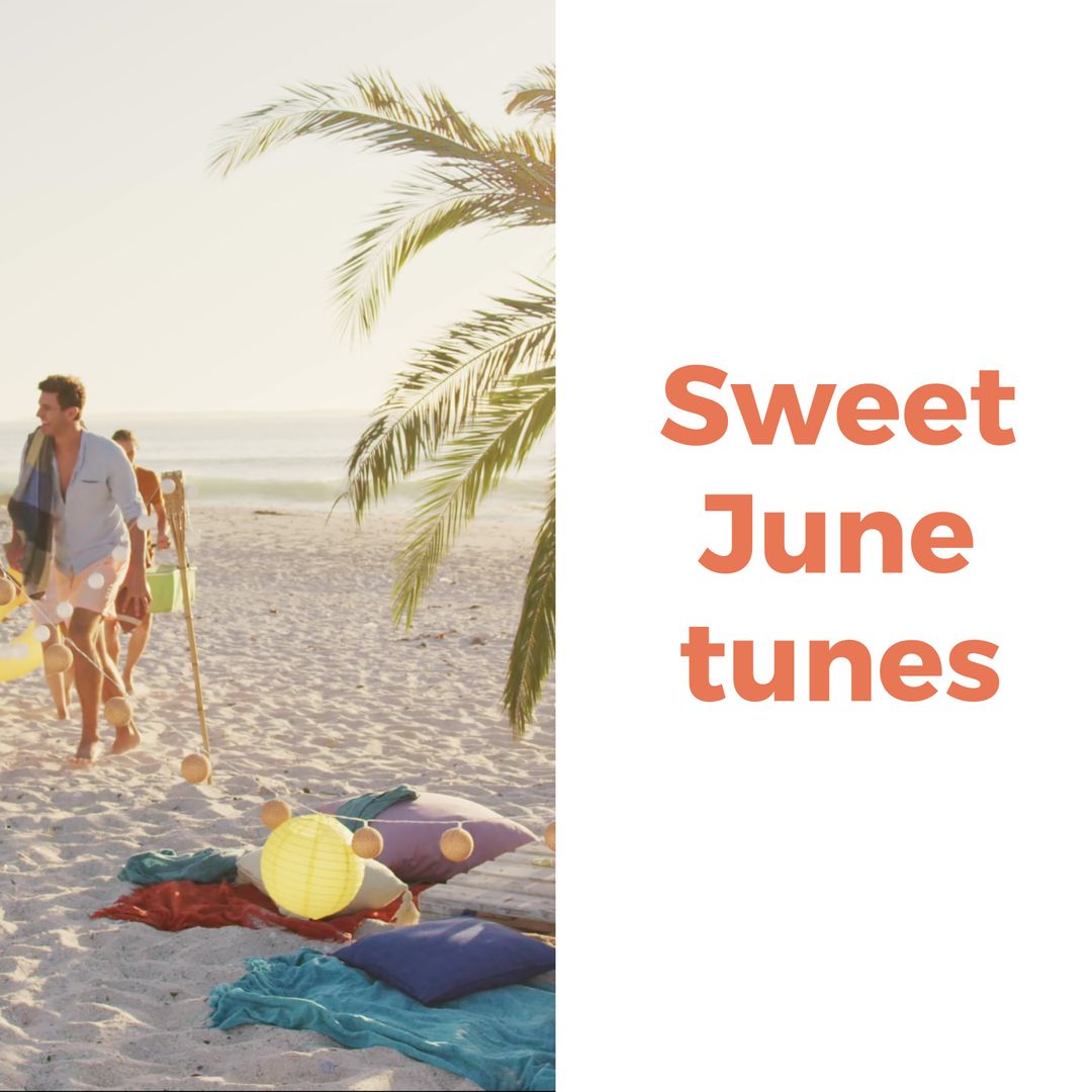 Friends Enjoying Seaside Beach in June with Tropical Vibes