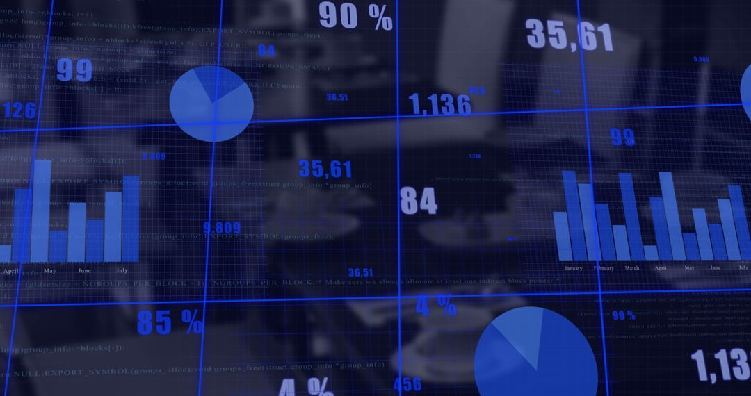 Data Charts on Transparent Screen in Office Setting