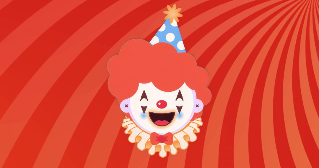 Cheerful Cartoon Clown on Festive Striped Background